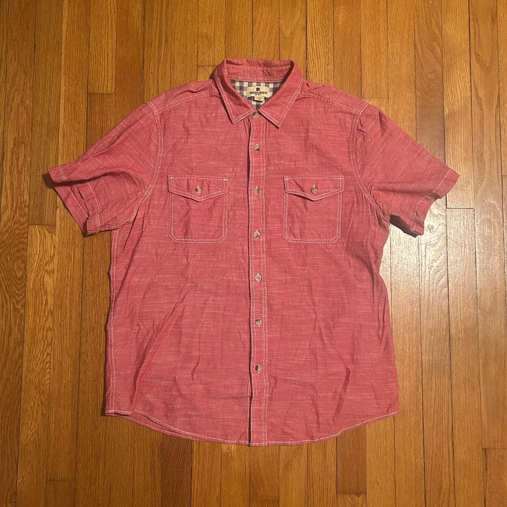 Woolrich Red Short Sleeve Button Down Shirt Men’s L